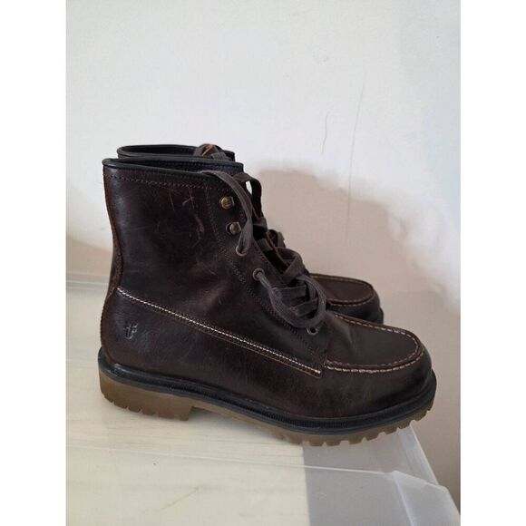 Frye Pine Lug Black Leather Workboot Mens 9 - Picture 8 of 12